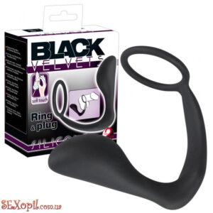 (o516724) Стимулятор простаты с эрекционным кольцом Black Velvets Ring & Plug