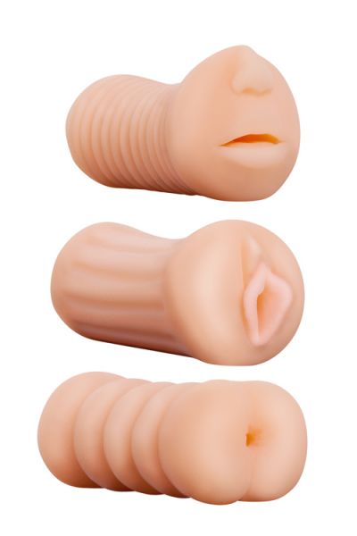 DT21307 (DT21307) Набір реалістичних мастурбаторів REALSTUFF 3 IN 1 FLESH - Зображення 1