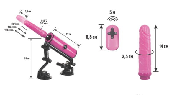 Секс-машина Pink-Punk, Motorlovers, ABS, рожевий, 36 см (456602) - Зображення 4
