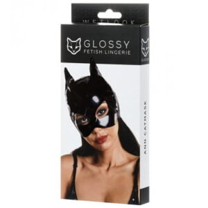 Маска кішки Glossy з матеріалу Wetlook, чорний,(955020)