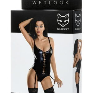 Боді Glossy з матеріалу Wetlook на шнурівці р.M(955019)