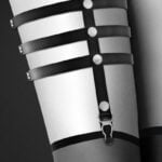 Гартер на ногу Bijoux Pour Toi - 3 THONGS Black, сексуальна підв'язка, екошкіра (SO2219)
