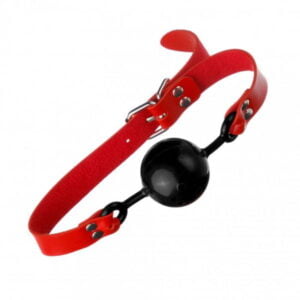 Кляп з екошкіри Loveshop Latex BREATHABLE BALL GAG RED/BLACK (F61420)