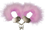 Наручники металеві Adrien Lastic Handcuffs Pink з рожевим пухнастим оздобленням (AD30301)