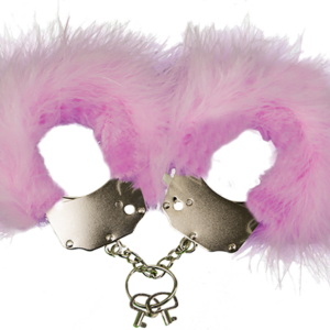 Наручники металеві Adrien Lastic Handcuffs Pink з рожевим пухнастим оздобленням (AD30301)