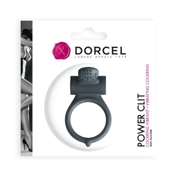 Ерекційне кільце Dorcel Power Clit Black V2 з вібрацією, з язичком зі щіточкою (MD1410) - Зображення 2