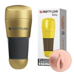 Мастурбатор вагіну - Pretty Love Kitty Vagina Masturbator Flesh, Gold(BM0156)