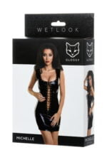 Сексуальна сукня Glossy з матеріалу Wetlook із заклепками, чорний - S(955015) - Зображення 5