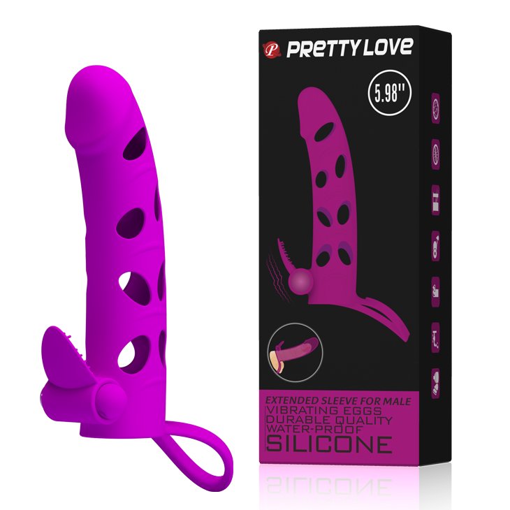 product_420175aba3d40cbbf2 Насадка на член - Pretty Love Vibrating Penis Sleeve Purple 5,98" 9(BI0406) - Зображення 1