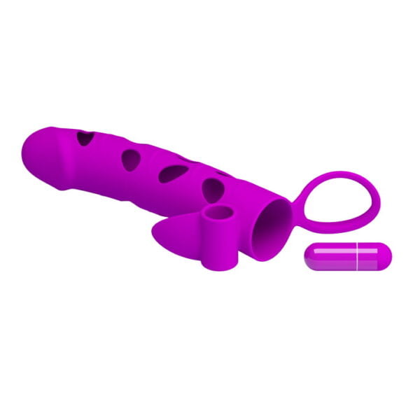 Насадка на член - Pretty Love Vibrating Penis Sleeve Purple 5,98" 9(BI0406) - Зображення 3