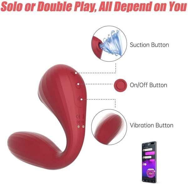 Вакуумний вагінально-кліторальний стимулятор Magic Motion Bobi Red, керування зі смартфона - Зображення 3