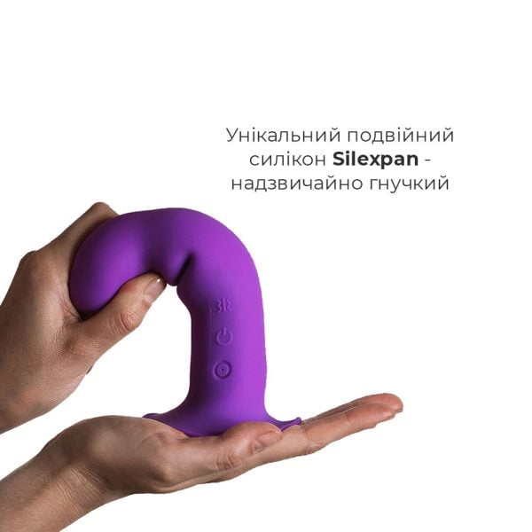 Двошаровий ділдо з вібрацією Adrien Lastic Hitsens 3 Purple, відмінно для страпона, діаметр 4 см, до - Зображення 6