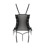Сітчастий корсет з люверсами та знімними пажами Passion MALWIA CORSET S/M, black, екошкіра, стрінги - Зображення 6