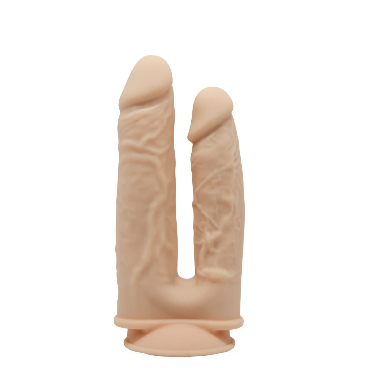 so8209-86739879299530 Подвійний фалоімітатор з вібрацією SilexD Double Gusto Vibro Flesh (Model 1 size 8" & 7") + LRS, діа - Зображення 1
